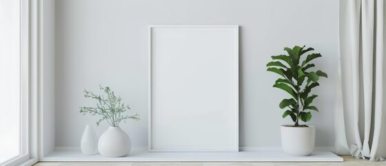Frame mockup, imagine the gentle waves of the ocean whispering in a minimalist interior