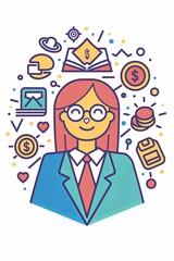 A woman with glasses and a tie is smiling