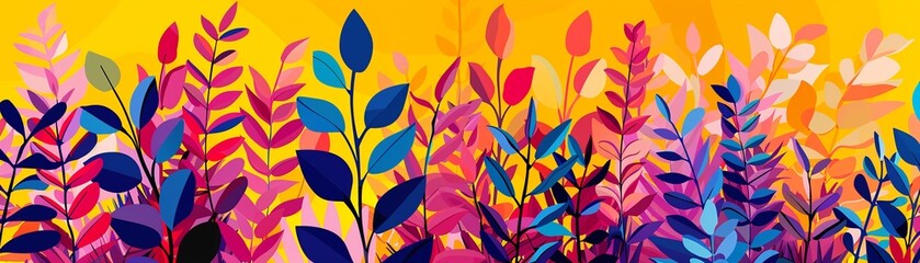 Abstract representation of a kangaroo fern using geometric shapes vibrant colors