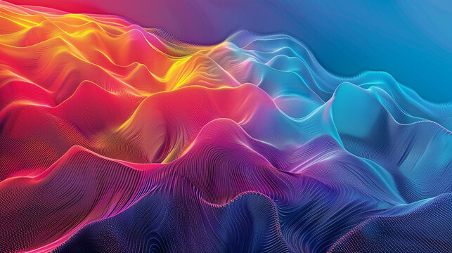 Layers of vibrant gradients overlaid with intricate noise elements, resulting in a dynamic and visually compelling design.