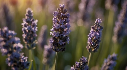 Lavender Flowers Blooming in Sunlight
