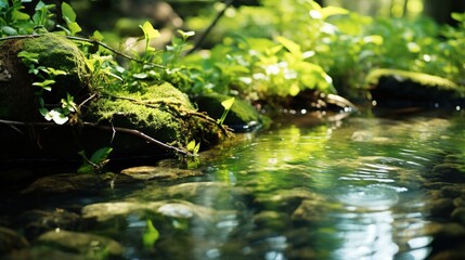 water flowing in the forest