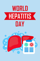 hepatitis day banner with liver picture and checklist