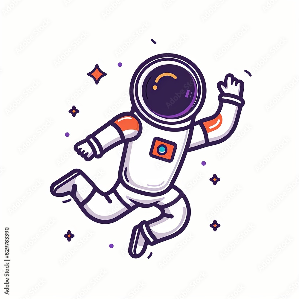 Canvas Prints a cartoon astronaut is running through space with stars