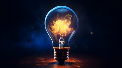 Glowing light bulb in the dark background. Innovation concept. Generative AI.