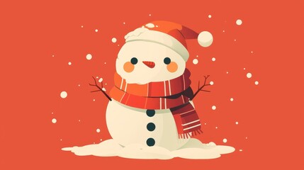 Naklejka premium A flat designed snowman icon perfect for adding a festive touch to Christmas themed materials