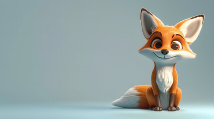 Fototapeta premium Cute Cartoon Fox Banner with Room for copy