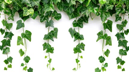Obraz premium Green ivy leaves tropical plant and flower vine hanging and climbing solo on a white background