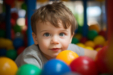 Cute children in playground playroom territory having fun playful childish mood made by Generative AI