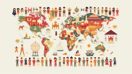 Obraz premium Develop an infographic illustrating the diversity of cultures around the world. Highlight unique customs, traditions, and holidays celebrated by different groups.