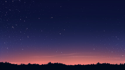 Naklejka premium 山の夜明けと星空