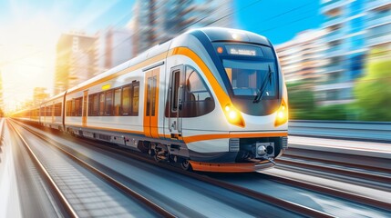Naklejka premium Sleek high speed train symbolizing the significant progress in transportation technology