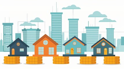 Obraz premium Develop an infographic on the pros and cons of investing in rental properties. Highlight potential returns, risks, and management responsibilities.