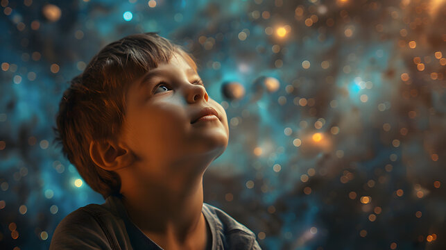 Kid dreaming of space flyght