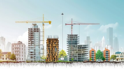 Obraz premium Illustrate a comparison chart of construction project delivery methods, such as traditional versus design-build versus integrated project delivery (IPD).