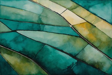 green and teal hues, watercolor abstract top view painting of fields, textured lands wallpaper background