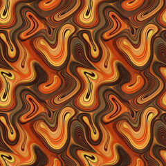 Orange and brown wavy lines background seamless