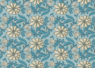Indian Floral Seamless Pattern All over print Vector Illustration