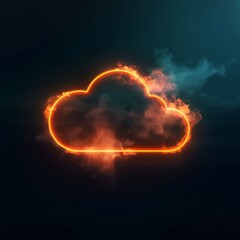 Cloud Data Storage Symbol on Dark Background