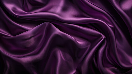 Obraz premium Luxurious Deep Purple Satin Fabric with Smooth Folds and Rich Texture
