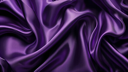 Obraz premium Luxurious Deep Purple Silk Fabric with Elegant Folds and Smooth Texture