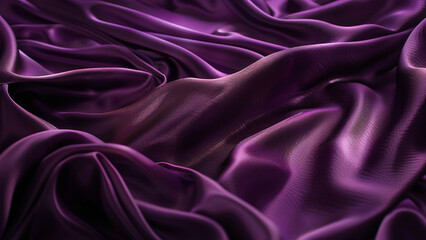 Fototapeta premium Luxurious Deep Purple Silk Fabric with Elegant Folds and Smooth Texture