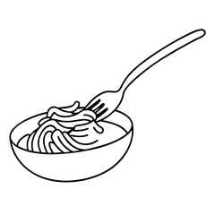 line drawing of a pasta fork used for serving pasta