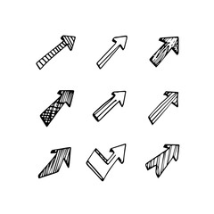 Various bold brush drawn arrows seamless pattern. Hand drawn different straight lines with angles, bold lightning shaped arrows. Seamless abstract geometric pattern in sketchy grunge style.
