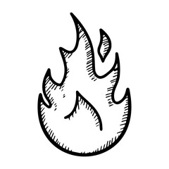 Hand drawn flames doodle set. Collection of pen ink pencil drawing sketches of fire twinkles isolated on transparent background. Illustration of nature phenomenon.
