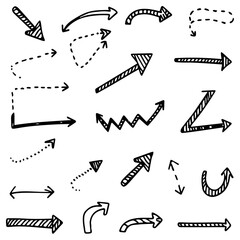 Various bold brush drawn arrows seamless pattern. Hand drawn different straight lines with angles, bold lightning shaped arrows. Seamless abstract geometric pattern in sketchy grunge style.
