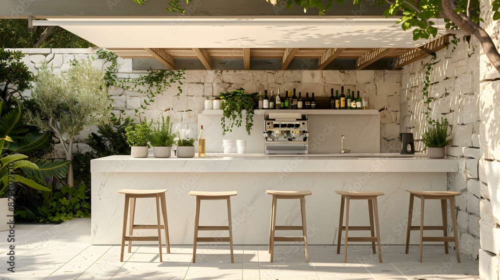 Sticker outdoor bar counter with chairs