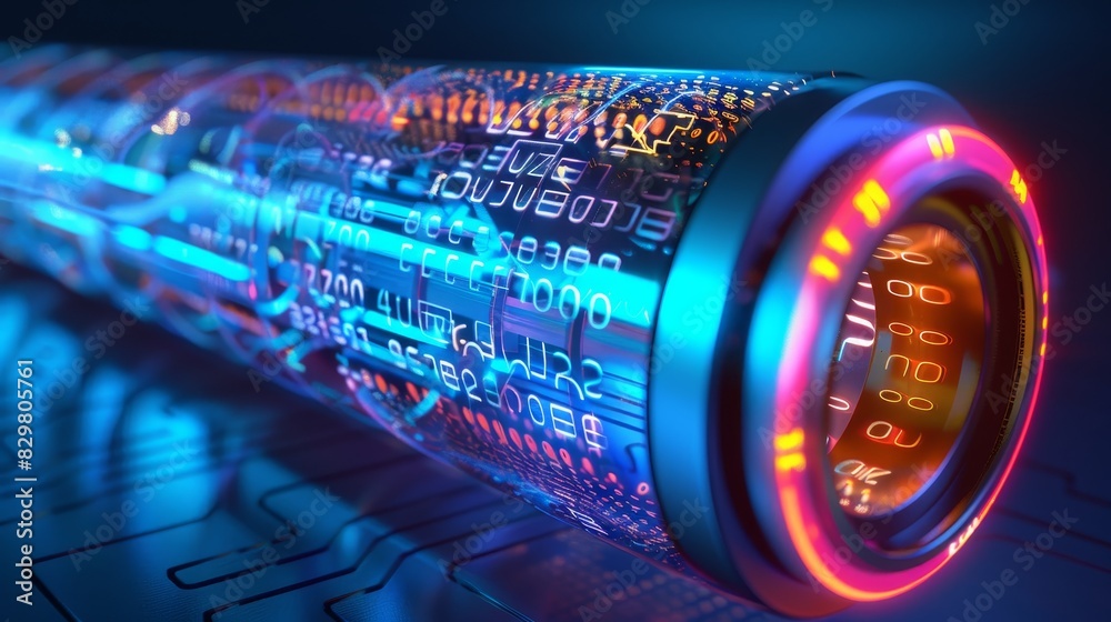 Poster futuristic digital background featuring glowing circuits and binary codes. ideal for technology, inn