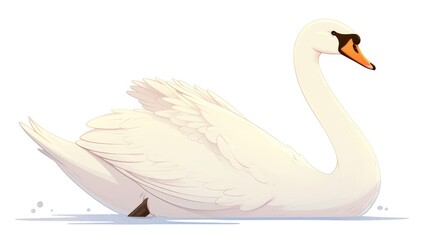 Fototapeta premium A charming cartoon depicting a swan against a clean white backdrop