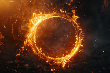Fiery Circle, Glowing circle of fire, Energy and Power, Intense Design 