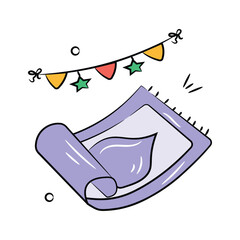 Prayer mat vector design in trendy doodle style, download for premium use