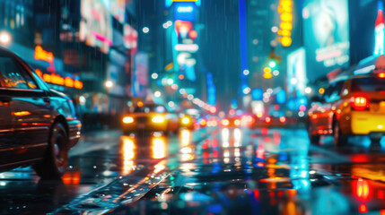 Obraz premium Night City Lights, Vibrant city lights at night, Urban Life and Energy, Nighttime Scene 