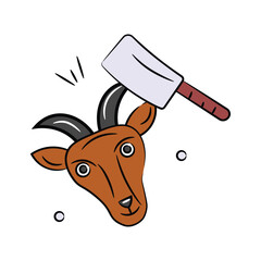 Well designed qurbani hand drawn doodle style icon design