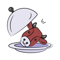 Take a look at amazing icon of beef dish icon in doodle style