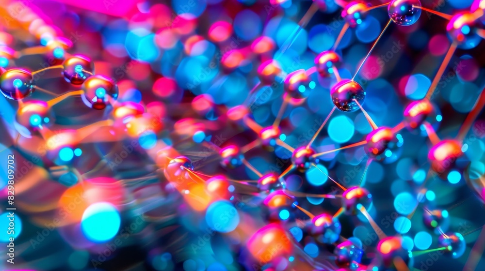 Poster vibrant abstract representation of a futuristic network with colorful lights highlighting interconne