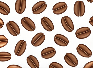 Brown roasted coffee beans scattered across a surface in a close-up view