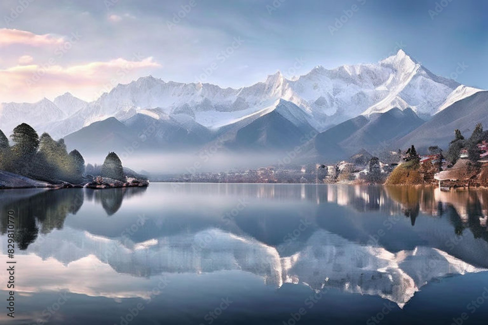 Poster lake in the mountains