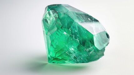 Green crystal gemstone isolated on white background