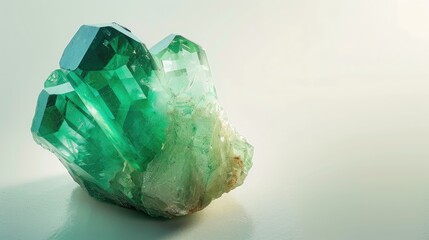 Fototapeta premium Green crystal gemstone isolated on white background