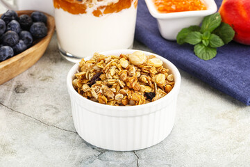 Granola museli cereal for breakfast