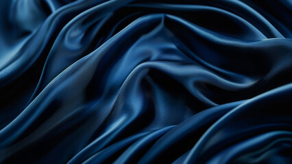 Obraz premium Luxurious Dark Blue Silk Fabric with Elegant Folds and Texture