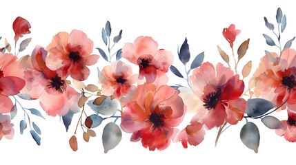 Watercolor floral border design