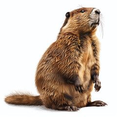 Beaver, realistic style, white background