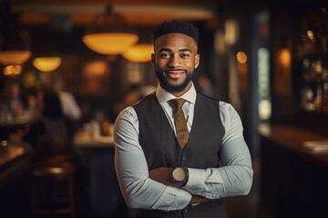 AI generated portrait of groomed handsome man dressed stylish suit