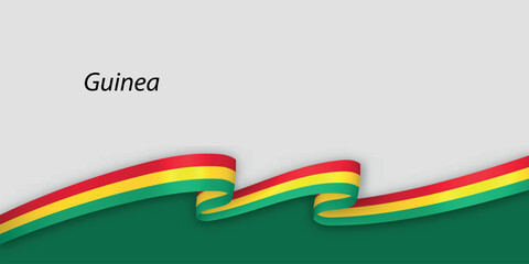 3d ribbon with national flag Guinea isolated on white background