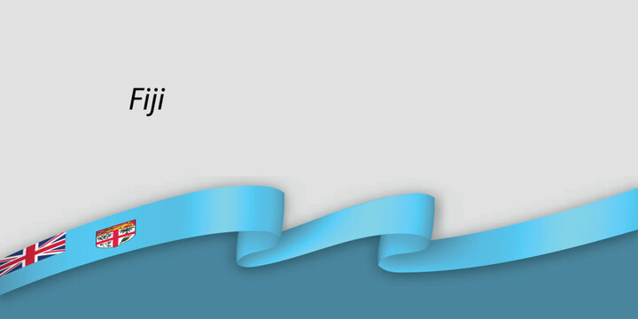 3d ribbon with national flag Fiji isolated on white background